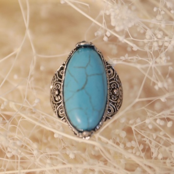 NWT Turquoise Adjustable Fashion Ring with detail band - Picture 3 of 5